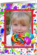 birthday photo card for mom with paint splatters card