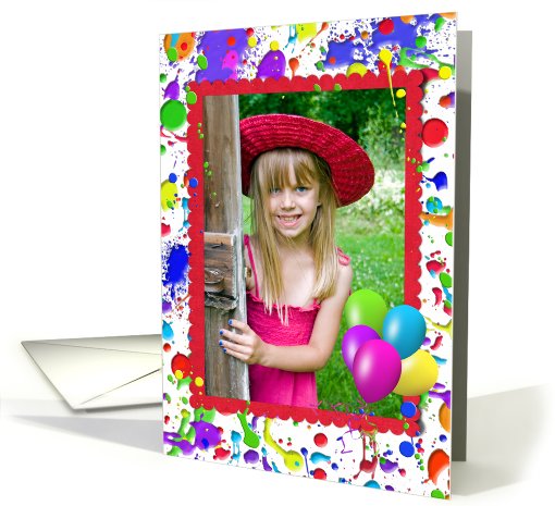 birthday photo card for Grandma with paint splatters card (963697)