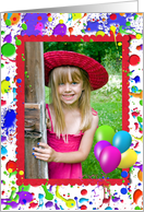 birthday photo card for Grandma with paint splatters card