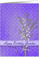 Grandma’s birthday with lily of the valley bouquet on faded pin dots card
