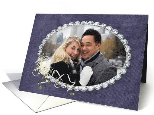 mother's birthday photo card with diamond frame and dahlia card