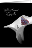 Sympathy loss of father with butterfly in white calla lily card