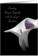 Grandson sympathy with butterfly on calla lily card