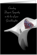 Granddaughter sympathy with butterfly on calla lily card