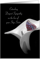 loss of Step Sister sympathy with butterfly on calla lily card