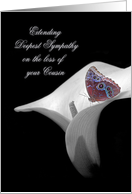 loss of cousin sympathy with butterfly on calla lily card