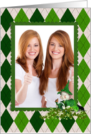 St.Patrick’s Day photo card for parents with leprechaun card