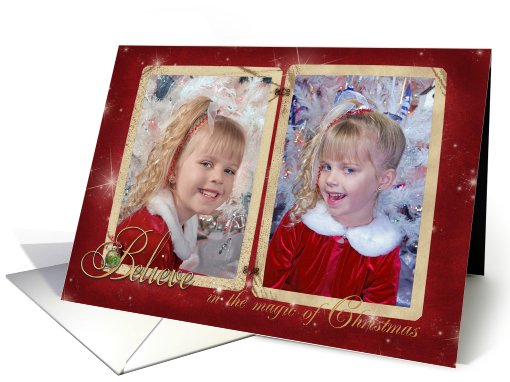 Believe in Christmas old-fashioned photo card frame for grandma card