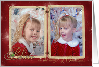 Believe in Christmas old-fashioned photo card frame for grandma card