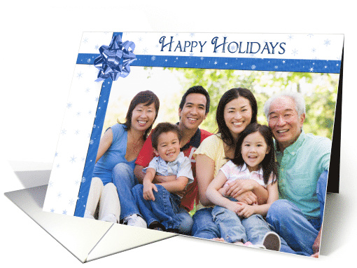 Happy Holidays for sister with bow and snowflake photo card (989601)