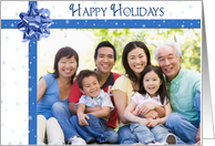 Happy Holidays for grandparents with bow and snowflake photo card