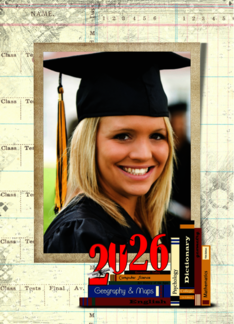 Daughter's 2026 Graduation Photo Card Announcement with Book Frame