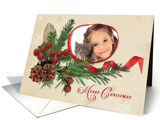 Merry Christmas Photo Card for Grandparents With Ribbon... (993361)