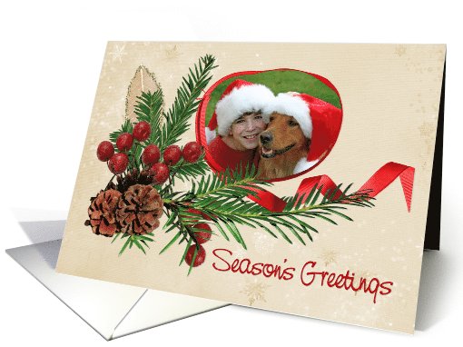 Season's Greetings photo card with ribbon frame card (993383)