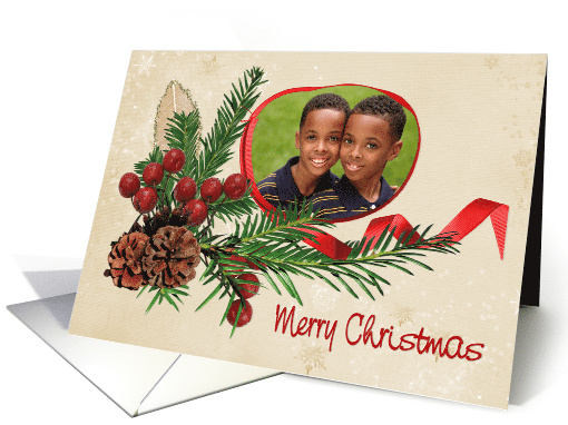 Merry Christmas photo card with ribbon frame card (993389)