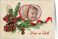 Peace on Earth photo card with ribbon frame card