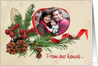 Christmas from our house photo card with ribbon frame card