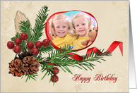 Christmas Birthday photo card with ribbon frame card