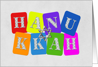 colorful Hanukkah with the star of David card