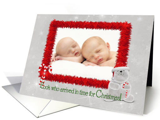 Christmas birth announcement photo card with polar bear card (997111)