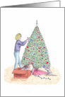 Merry Christmas-Decorating the tree card