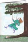 Happy birthday-girl on a swing card