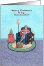 Merry Christmas Grandmother sitting in Armchair Reading card