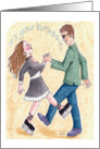 Birthday boogie shoes-dancing couple card
