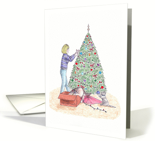 Merry Christmas-Decorating the tree card (1333116)