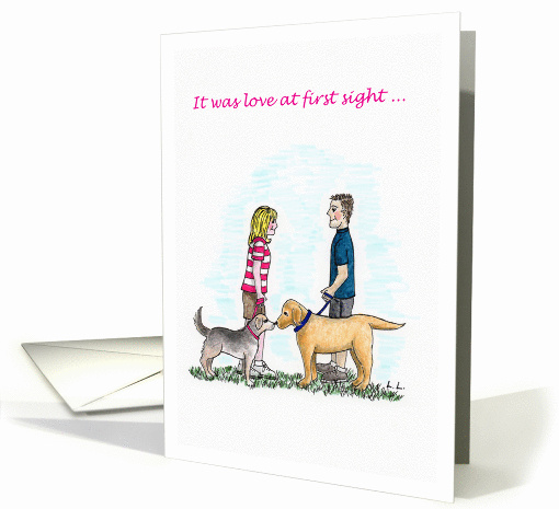Love at first sight-they meet through their dogs card (1428178)