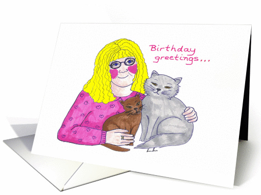 Happy birthday from one cat lover to another card (223023)