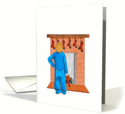 Happy Holidays-hanging the stocking card (263611)