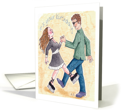 Birthday boogie shoes-dancing couple card (789992)