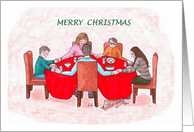 Merry Christmas - Family Around Dinner Table card