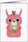 Punkish Cute Monster with Tulip to Congratulate First Tattoo card