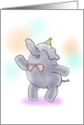 dancing elephant with bow tie and party hat card