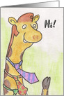 Hi There with Giraffe Wearing Ties Blank Inside card