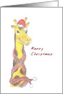 Merry Christmas with Cute Giraffe Blank Inside card