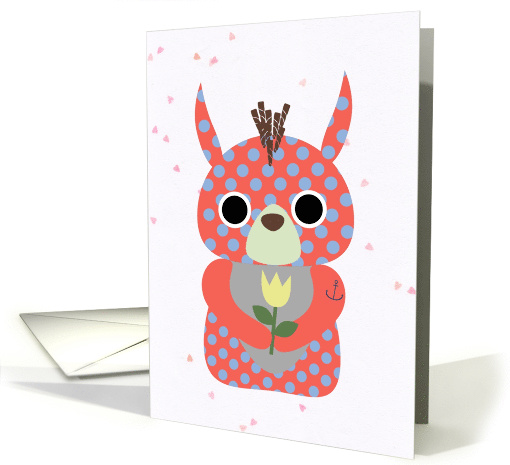 Punkish Cute Monster with Tulip to Congratulate First Tattoo card