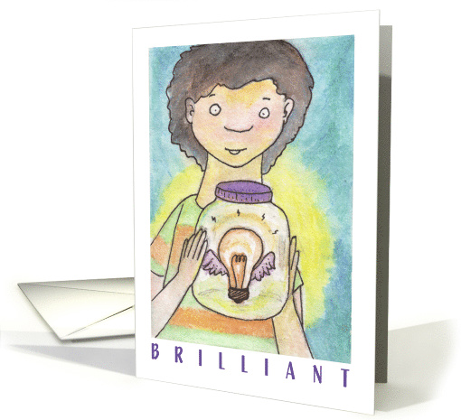 Brilliant Child with Bulb in a Bottle Blank Inside card (197777)