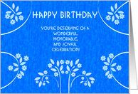 Happy Birthday, blue flowers card