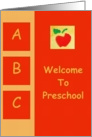 Welcome To Preschool -A B C and Apple card