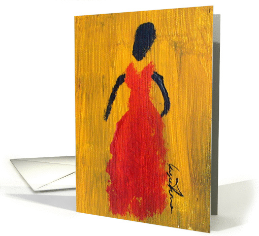 Lady In Red- Blank Art Card-Ethnic card (226415)