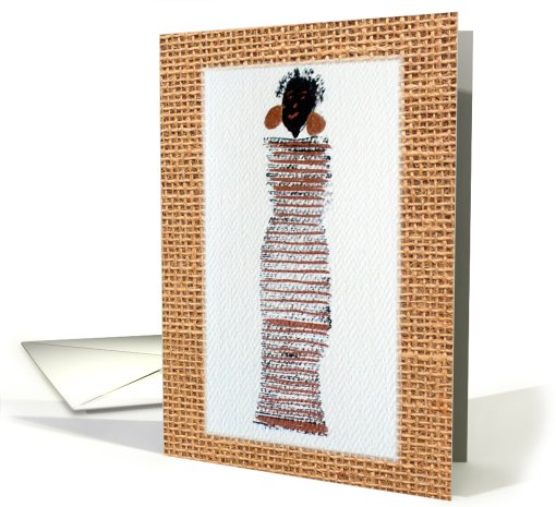 Quirky Girl Ethnic Note Card - Blank Inside card (509900)