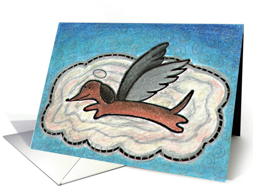 Doxie Angel on Cloud with Silver Lining card (173306)