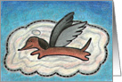 Doxie Angel on Cloud with Silver Lining card