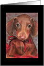 Dachshund Pup with Red Bow card