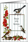 Happy 65th Birthday, Nature Border With Birds And Flowers: Art card