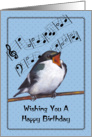 Happy Birthday, General: Bird Singing, Music Notes: Original Art card