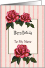 Happy Birthday To My Niece: Pink Roses: Color Pencil Art card